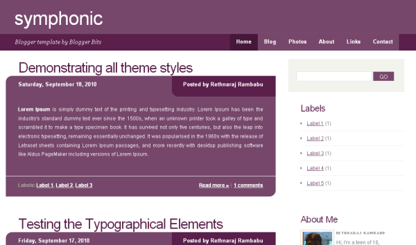 Symphonic Blogger Template