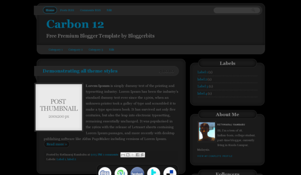 Carbon 12 Blogger Template